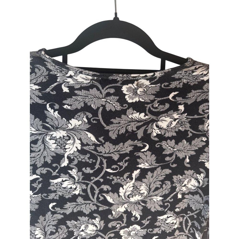 Lauren Ralph Lauren Medium Black & White Floral Long Sleeve Cotton Top - Picture 9 of 11